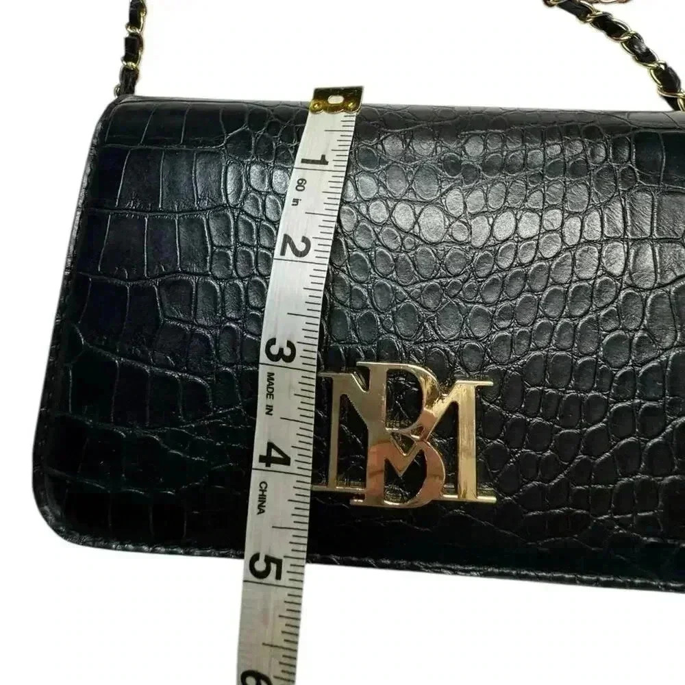 Badgley Mischka Black Crossbody Crocodile Bag / Clutch - Picture 12 of 15